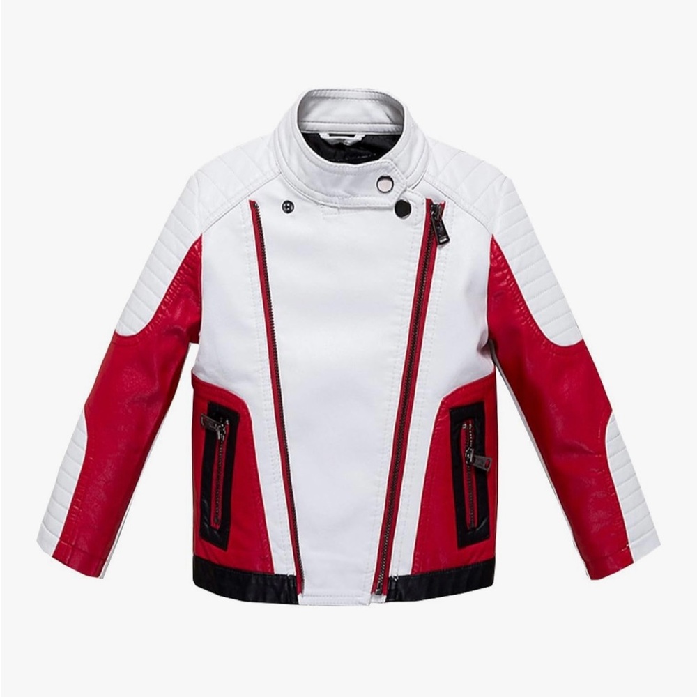 Kids Faux Leather Motorcycle Jacket - Picture 2 of 7
